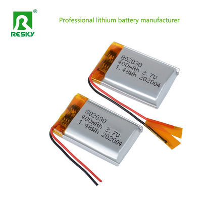 Compatto 3.7v 400mAh ricaricabile batteria al litio polimero Potenza Cella agli ioni di litio 802030 con connettore Jst