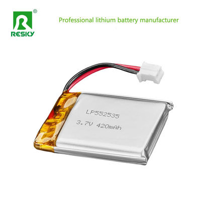 552535 3.7v 7.4v 420mAh 430mAh Batteria agli ioni di litio Cella di scarica continua corrente 0.5c Max Scarica corrente 1c