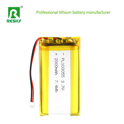 Batteria Lipo ricaricabile 103055 3.7V 2000mAh 7.4wh Potenza Batteria solare agli ioni di litio