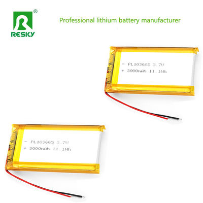 Potenza Cella di batteria Lipo 103665 3.7v 4.2v 3000mAh 11.1wh Cella di batteria agli ioni di litio ricaricabile