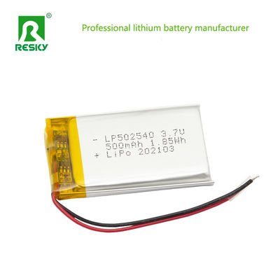 Batteria al litio solare ricaricabile Cellula 502540 3.7v 500mAh 1.85wh Potenza Batteria agli ioni di litio